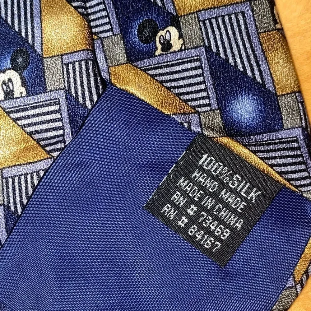 WALT DISNEY Mickey Blue Gold Silk Mens Tie